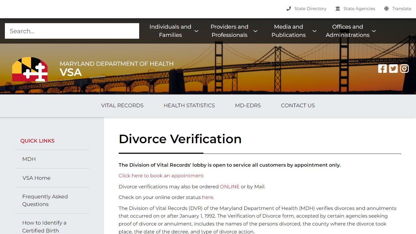 Maryland Department of Health divorce